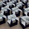 кубическая бонбоньерка с двойным бантом